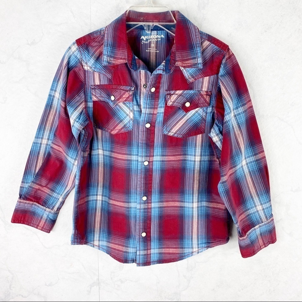 [Arizona] Red & Blue Plaid Button Down Top